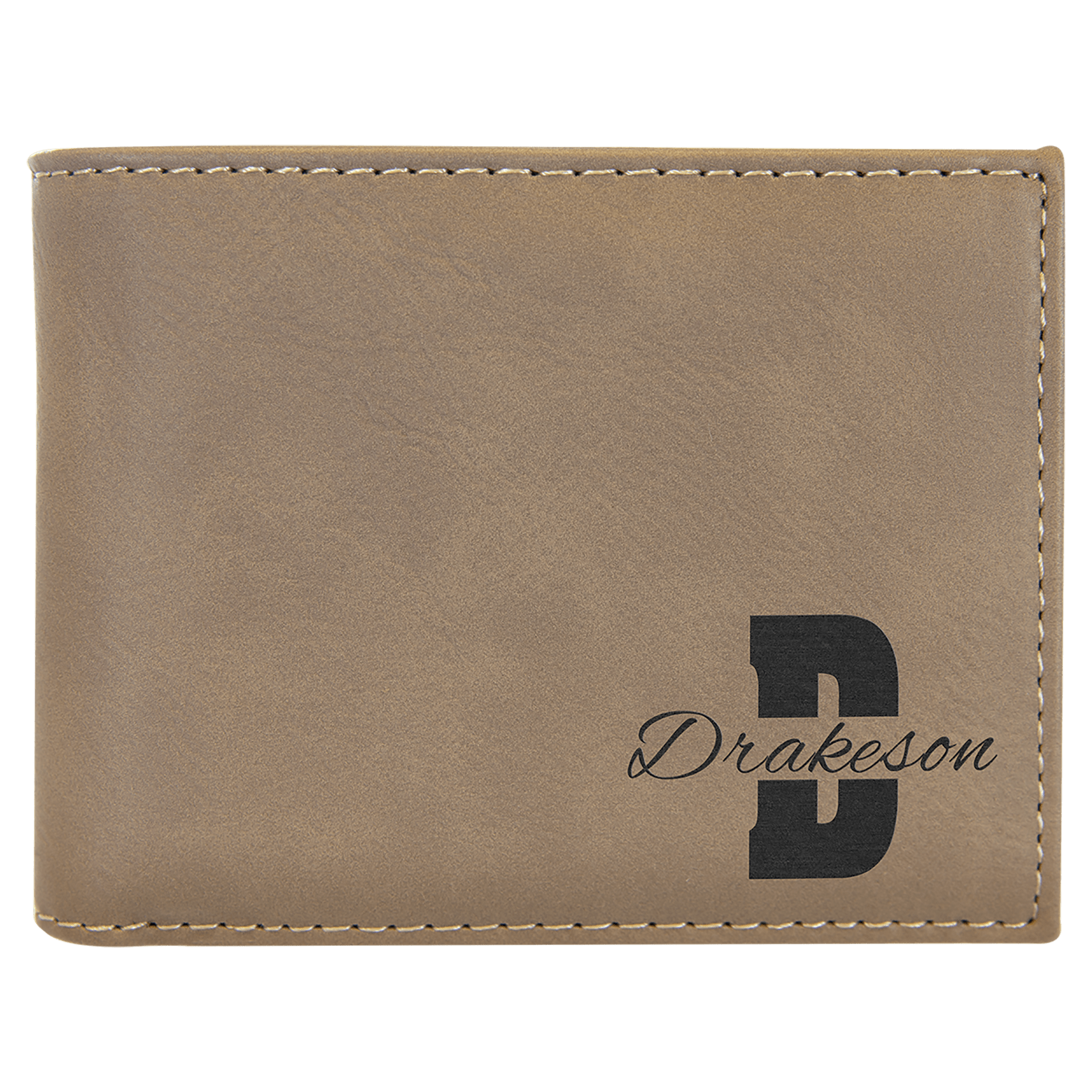 Light Brown Leatherette Bi-Fold Wallet w/Flip  ID Display