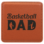 4" x 4" Square Basketball Leatherette Coaster