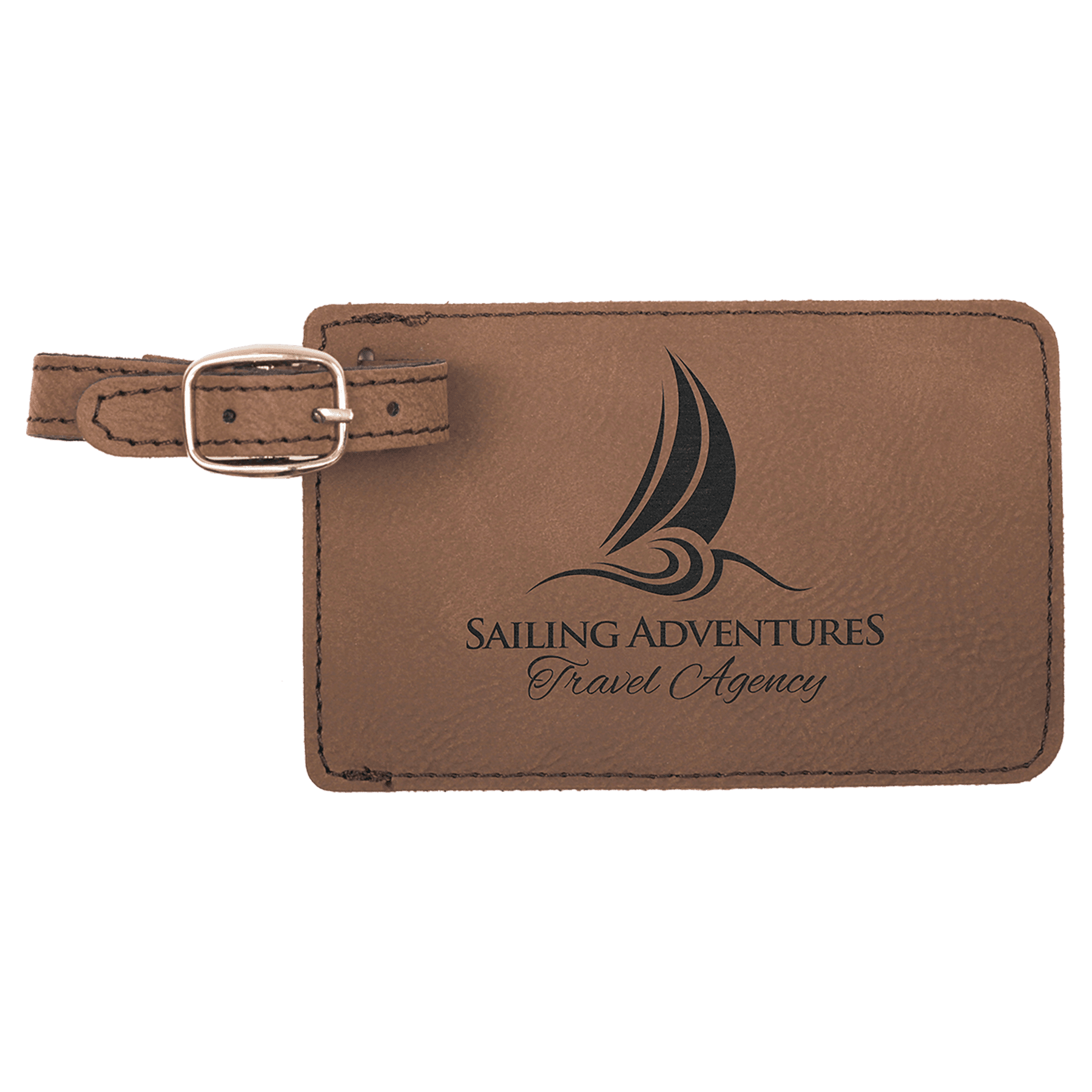 4.25" x 2.75" Dark Brown Leatherette Luggage Tag