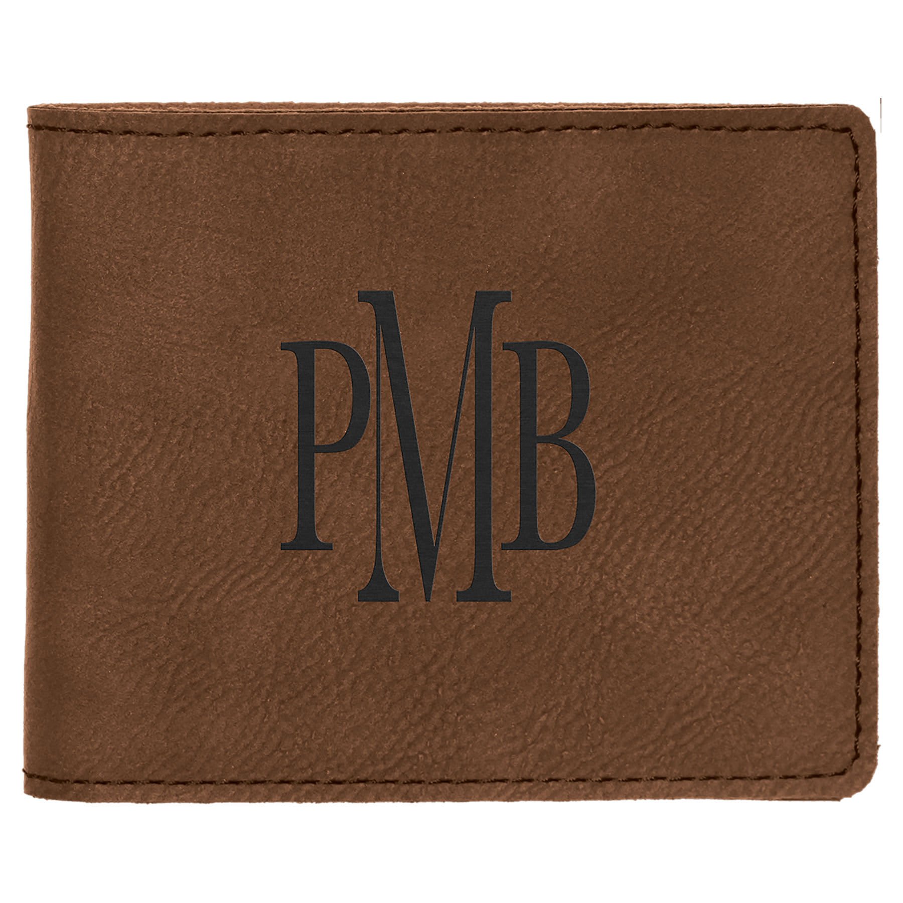 4.5" x 3.5" Dark Brown Leatherette Bifold Wallet