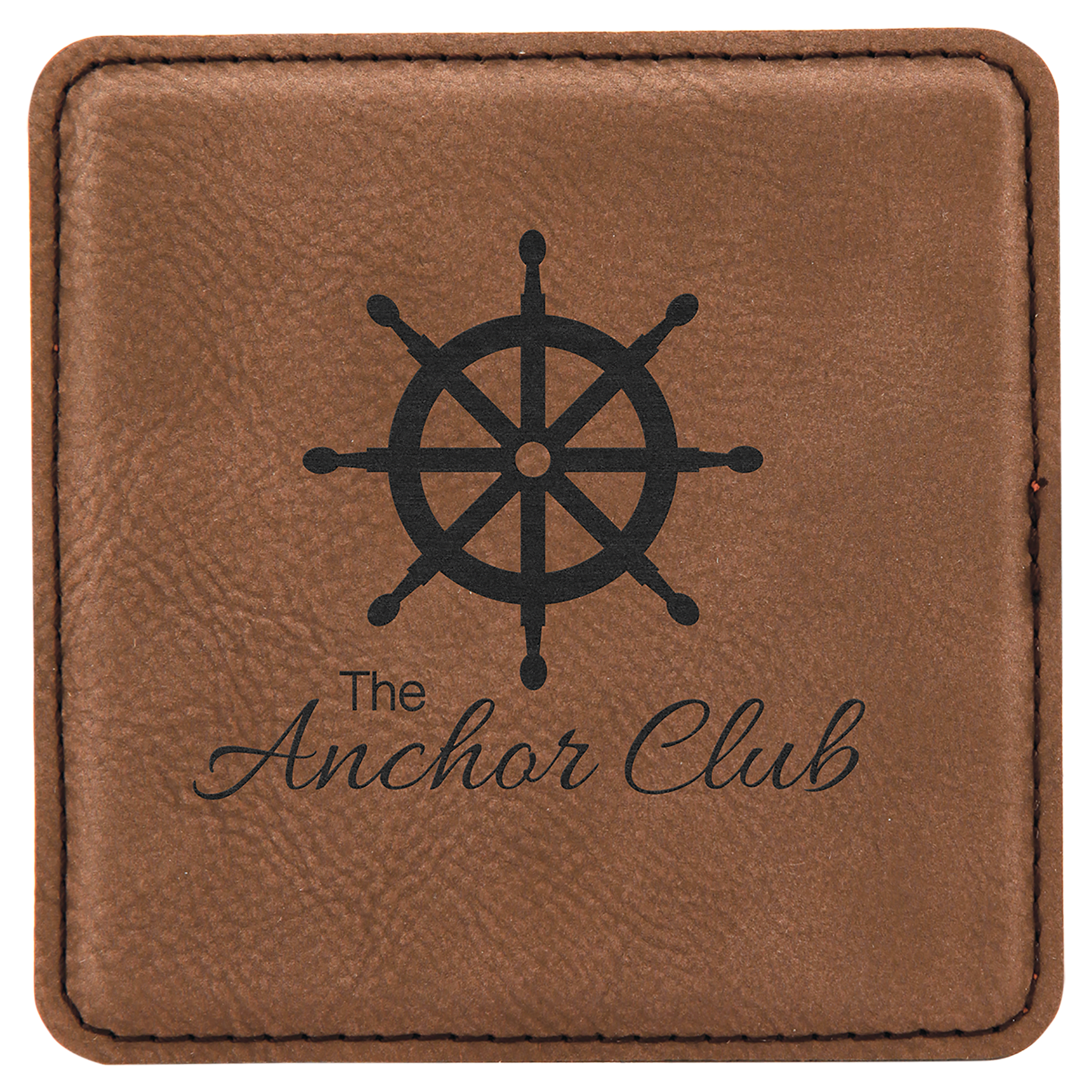 4" x 4" Square Dark Brown Leatherette Coaster