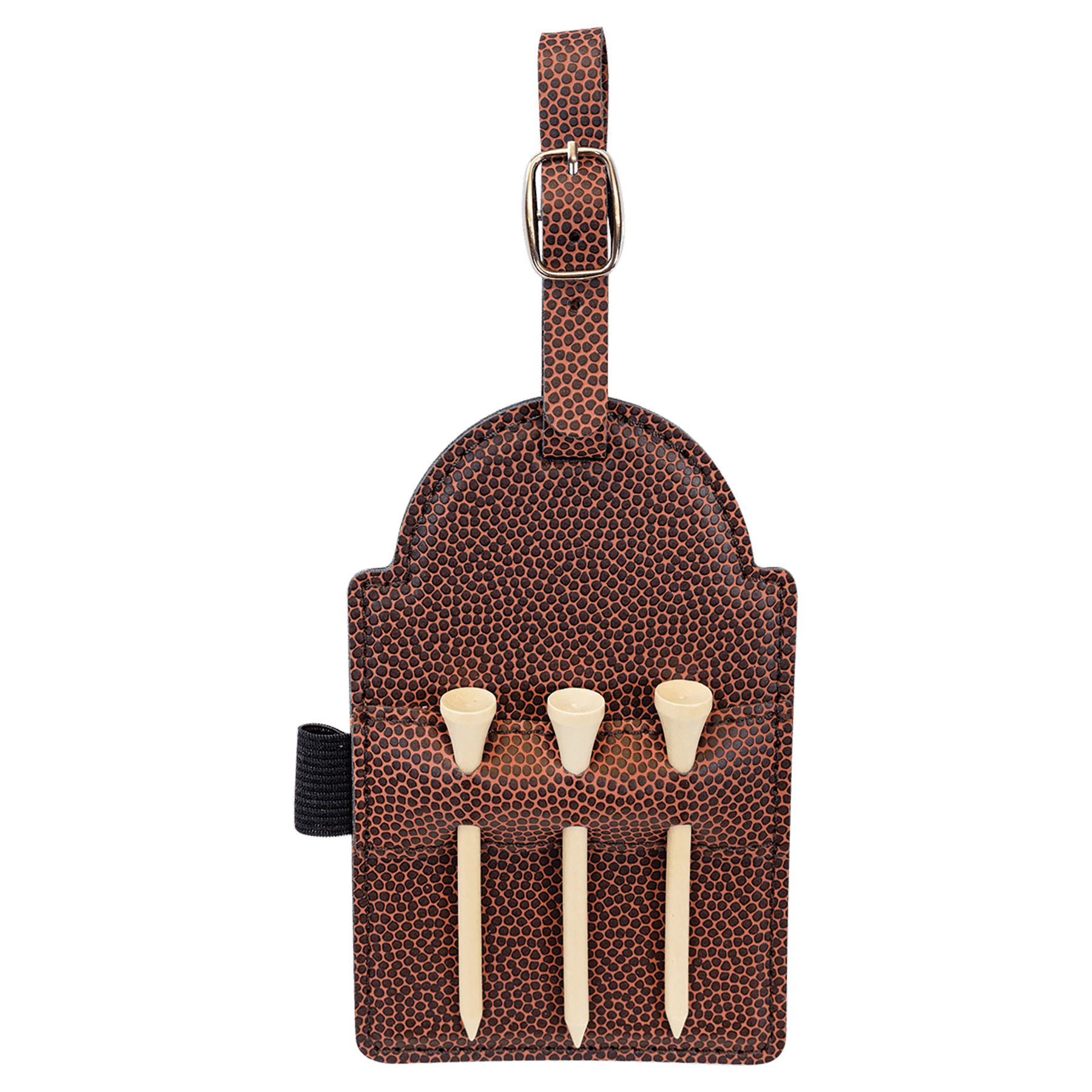 5" x 3.25" Football Leatherette Golf Bag Tag w/3 Wooden Tees