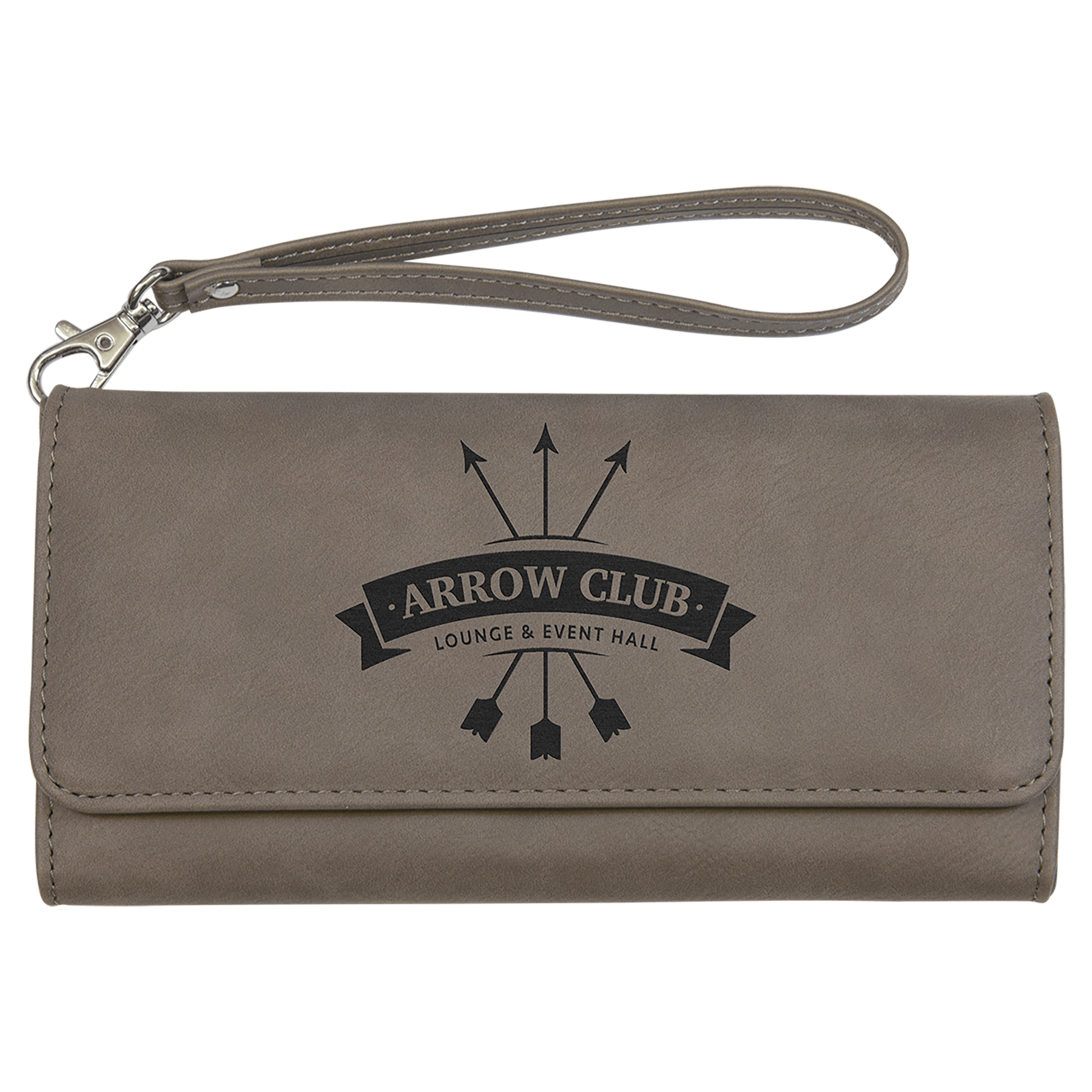7.5" x 4" Gray Leatherette Wallet with Strap