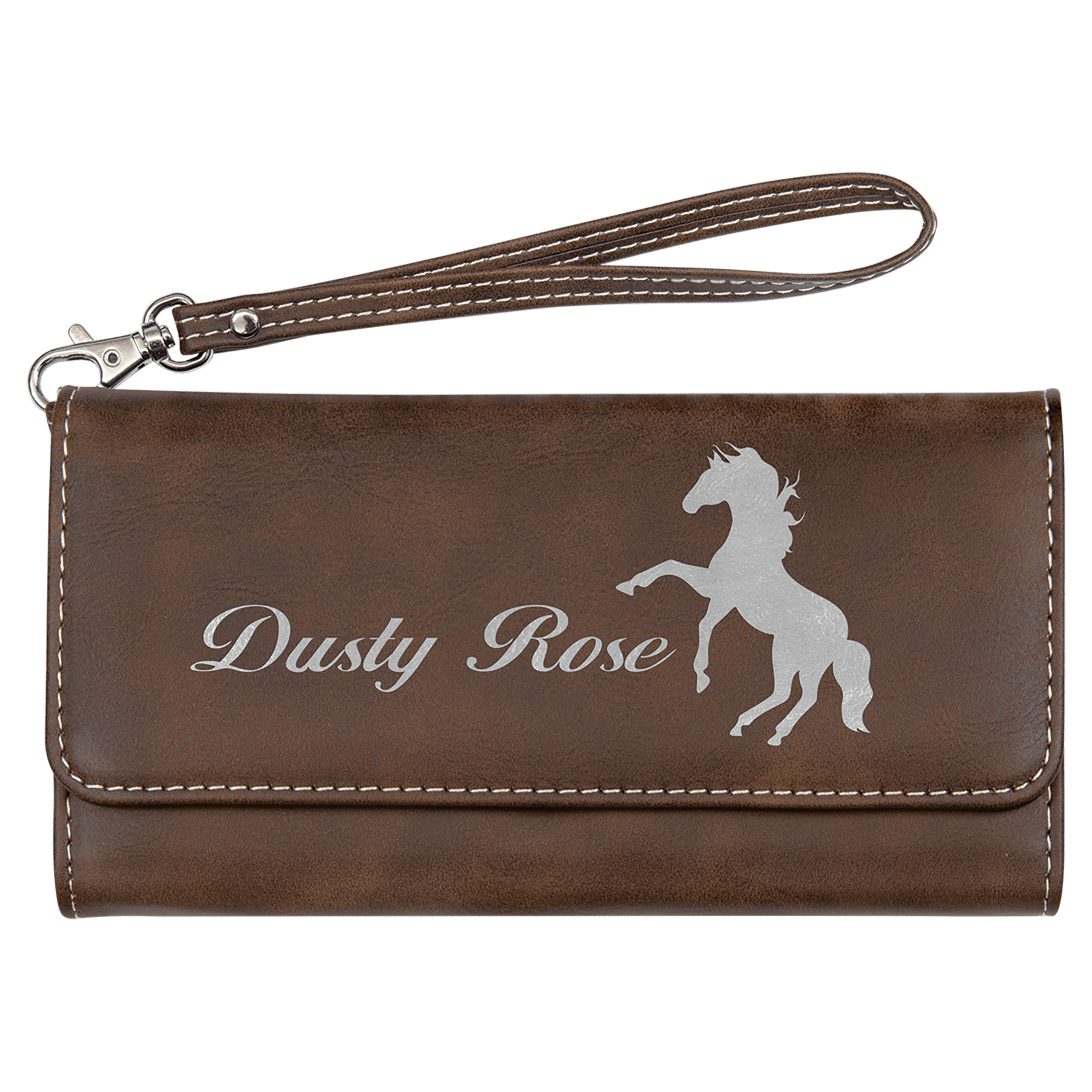 7.5" x 4" Rustic/Silver Leatherette Wallet with Strap