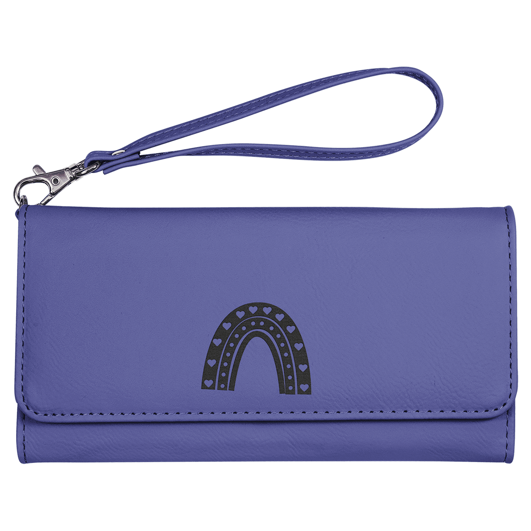 7.5" x 4" Purple Leatherette Wallet with Strap
