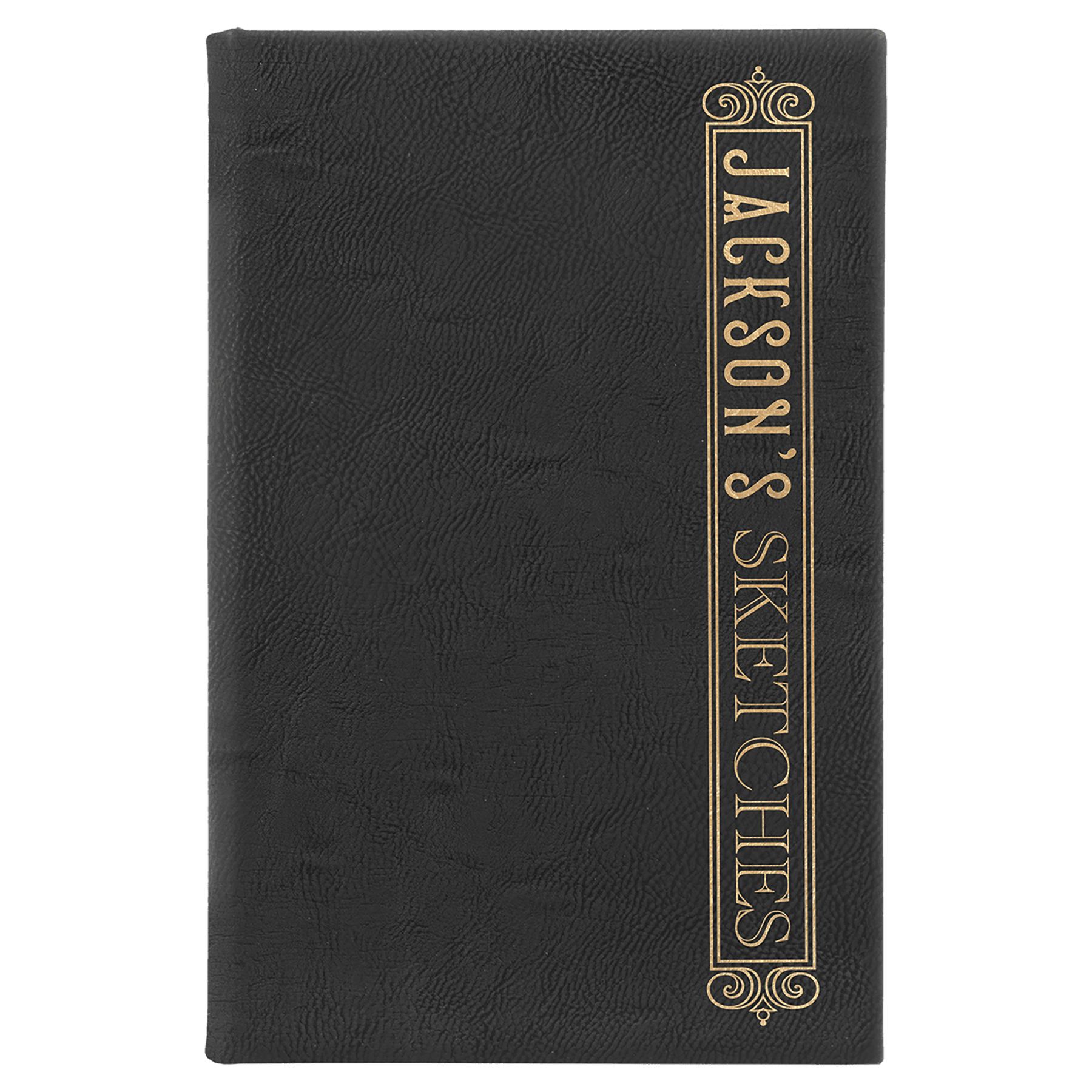 Black/Gold Leatherette Sketch Book with Unlined Notepad