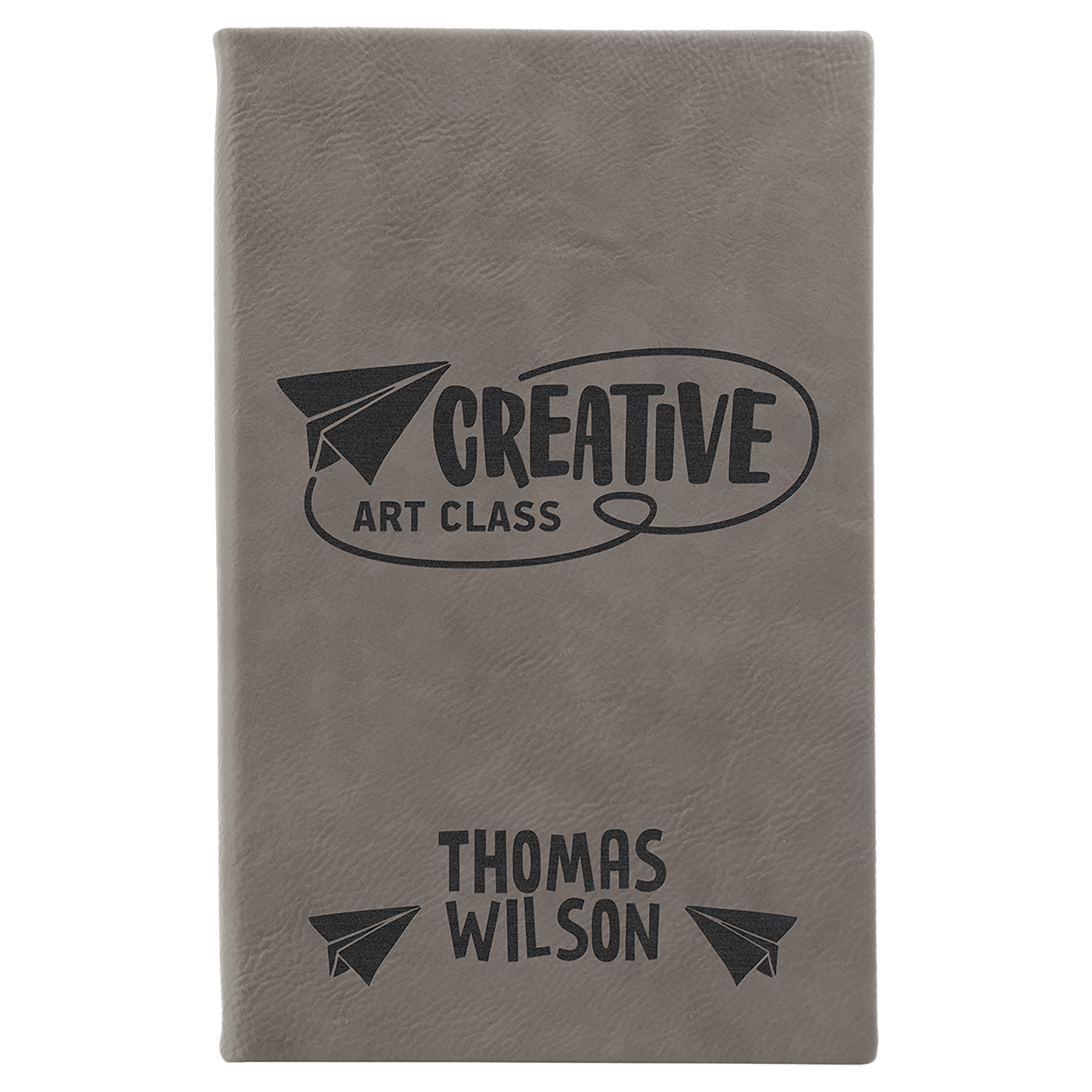 5.25" x 8.25" Gray Leatherette Sketch Book w/Unlined Notepad