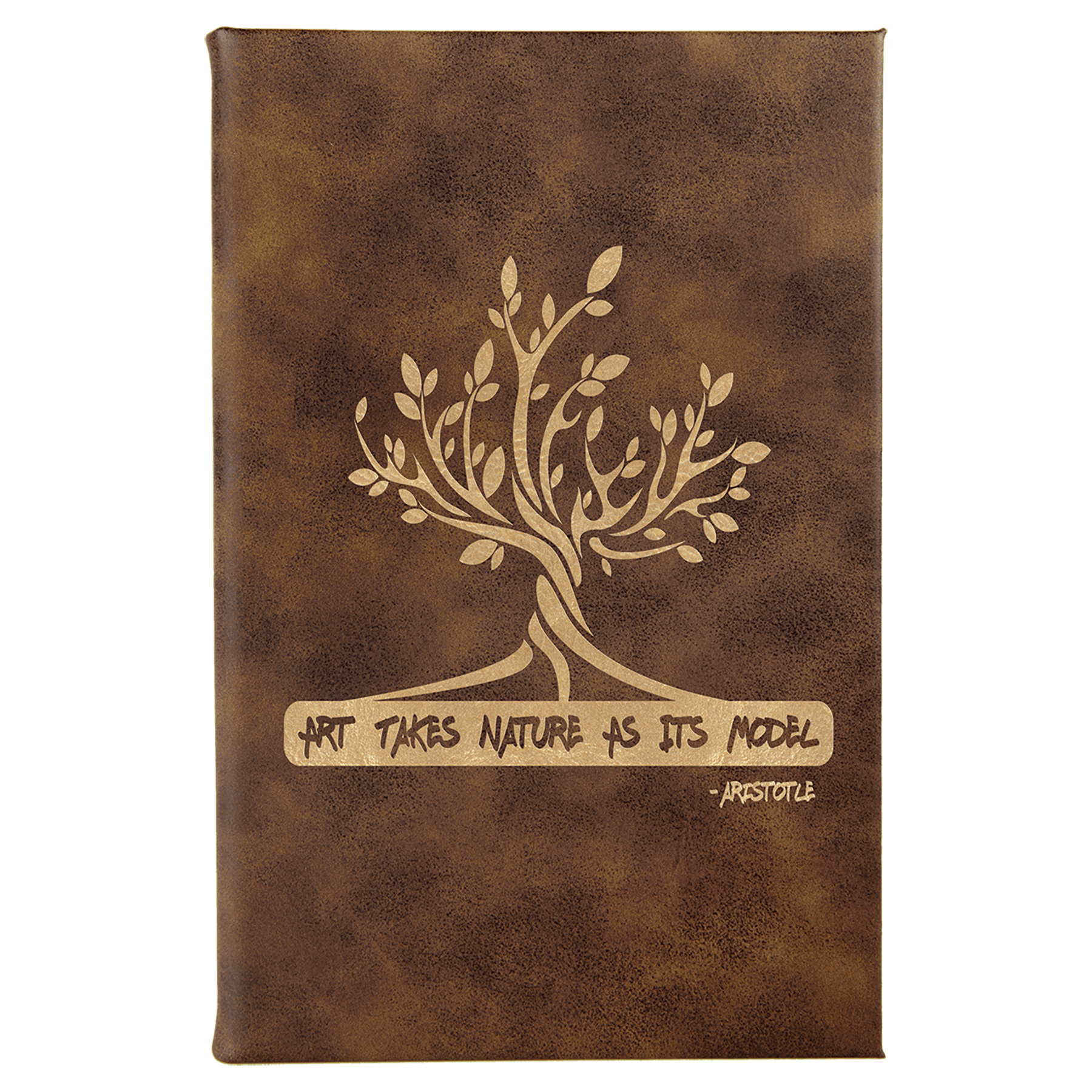 Rustic/Gold Leatherette Sketch Book with Unlined  Notepad