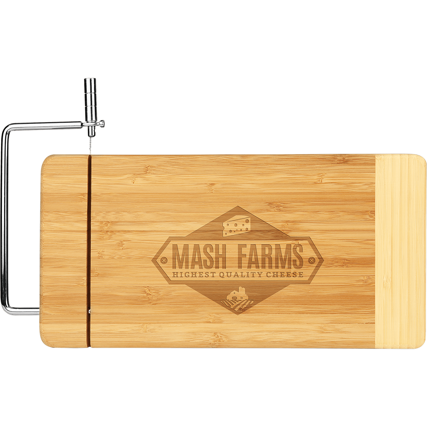 Bamboo Rectangle Cutting Board with Metal Cheese Cutter