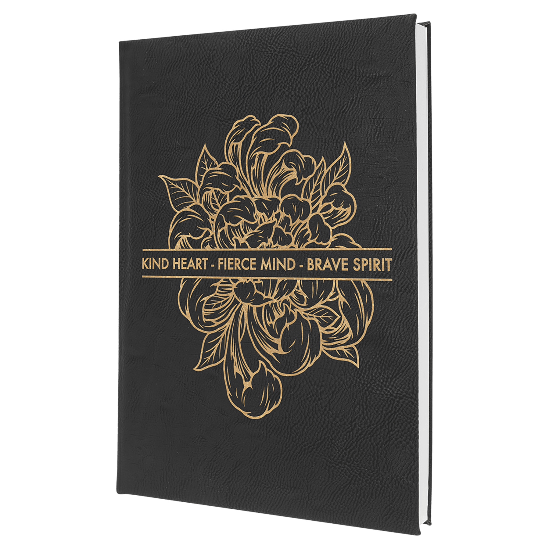7" x 9.75" Black/Gold Leatherette Journal with Lined Notepad