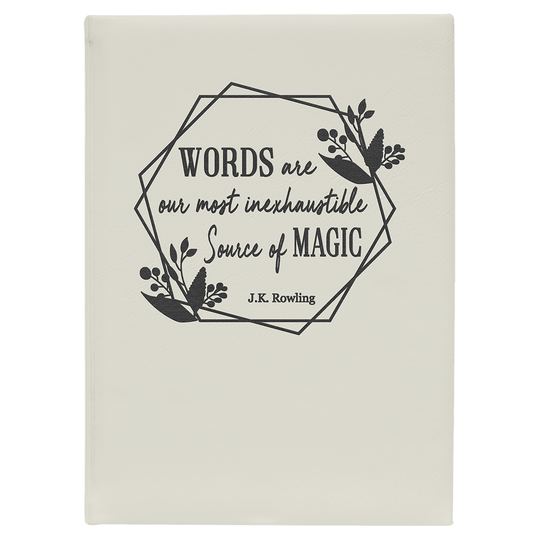 7" x 9.75" White/Black Leatherette Journal w/Lined Notepad