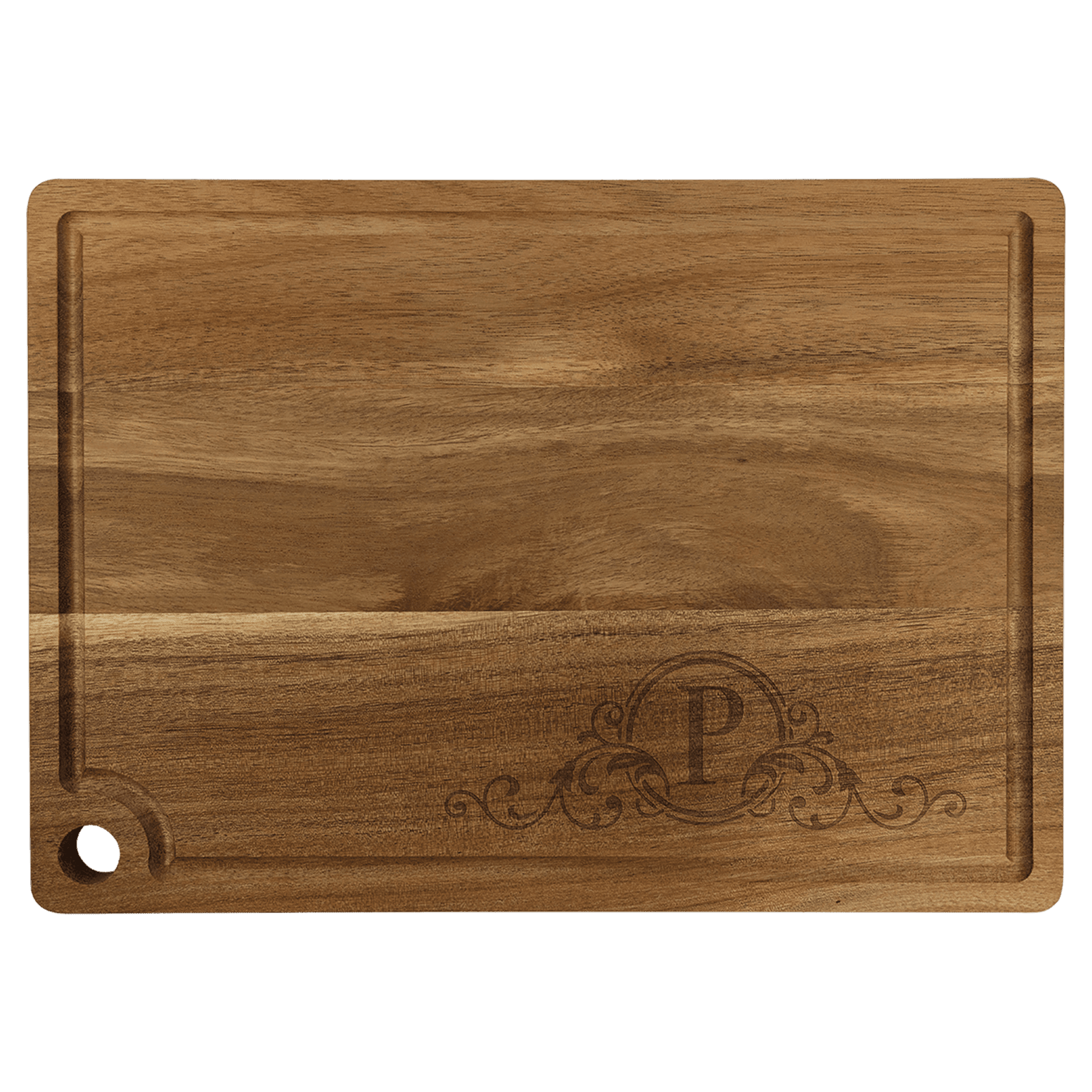 Acacia Cutting Board with Drip Ring and Corner Hole - BA16