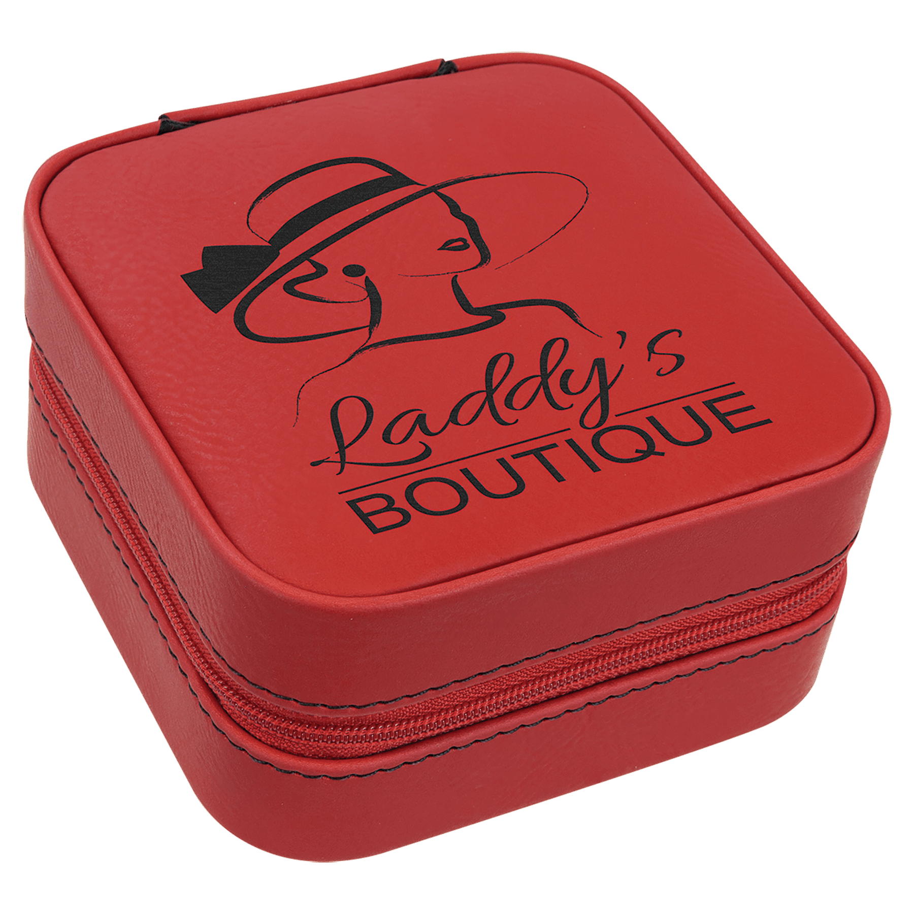 4" X 4" Red Leatherette Travel Jewelry Box with Black Lining