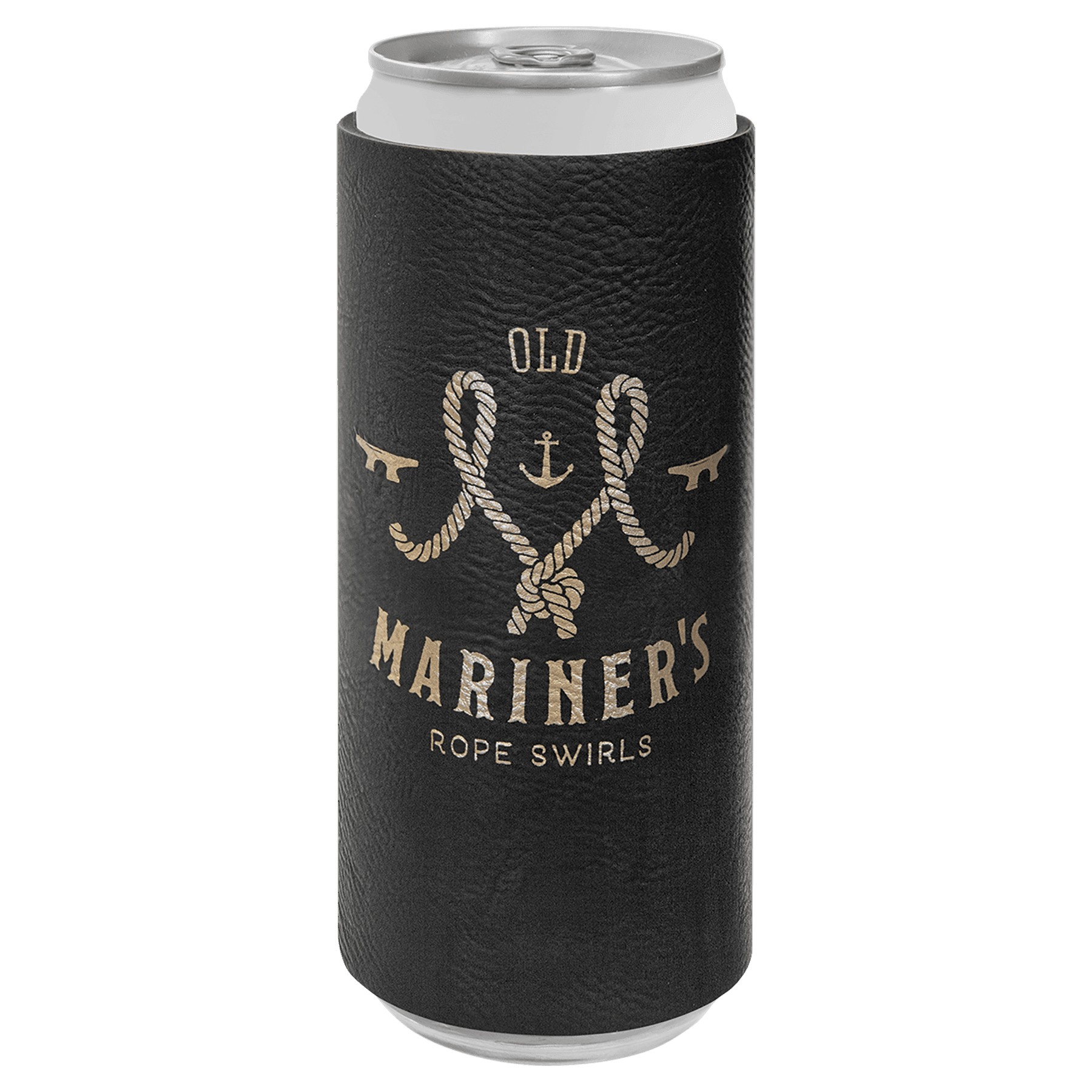 Black/Gold Leatherette Slim Beverage Holder