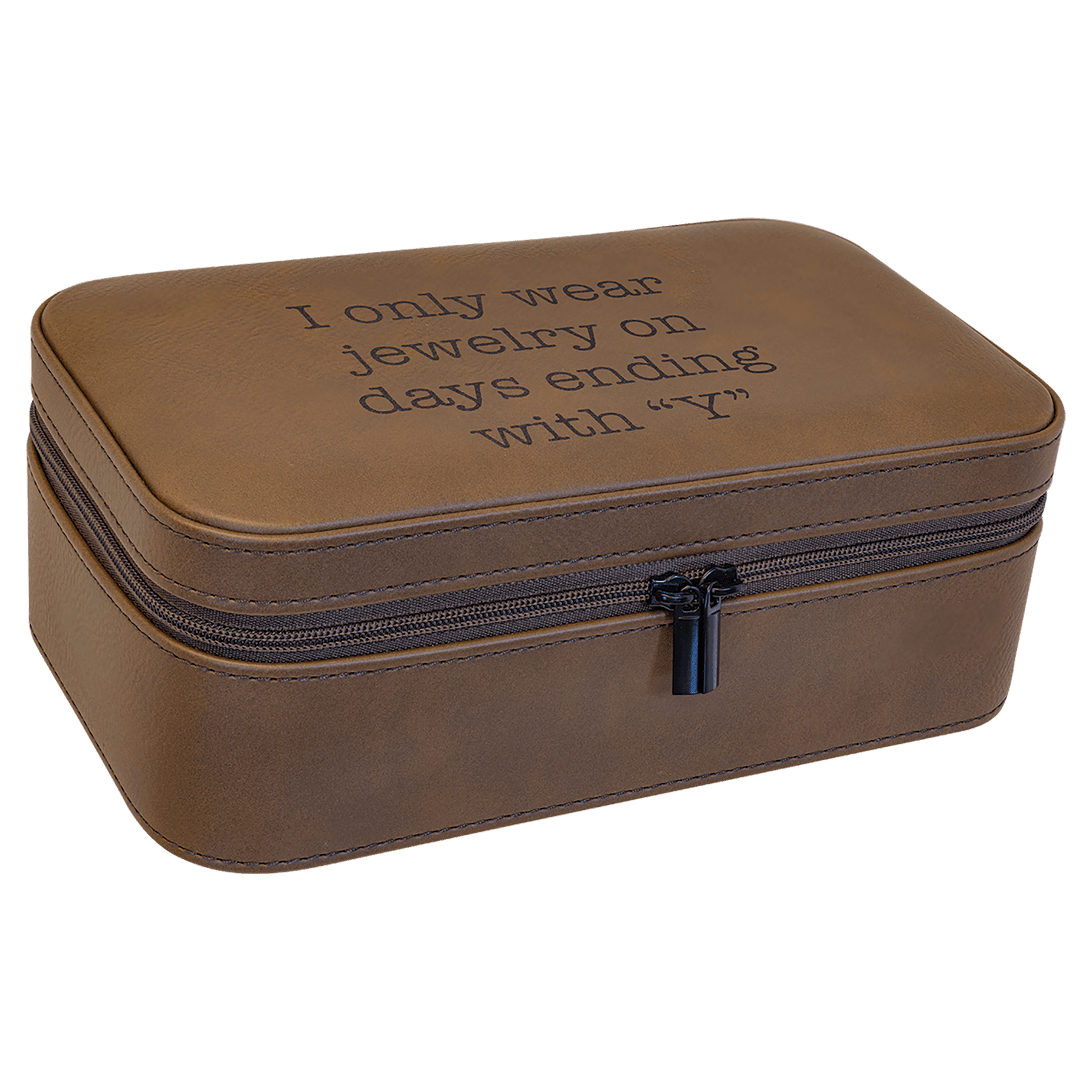 7.5" X 4.5" Dark Brown Leatherette Jewelry Box