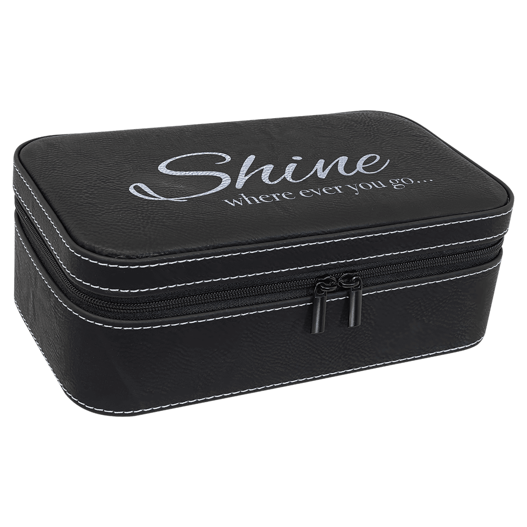 7.5" X 4.5" Black/Silver Leatherette Jewelry Box
