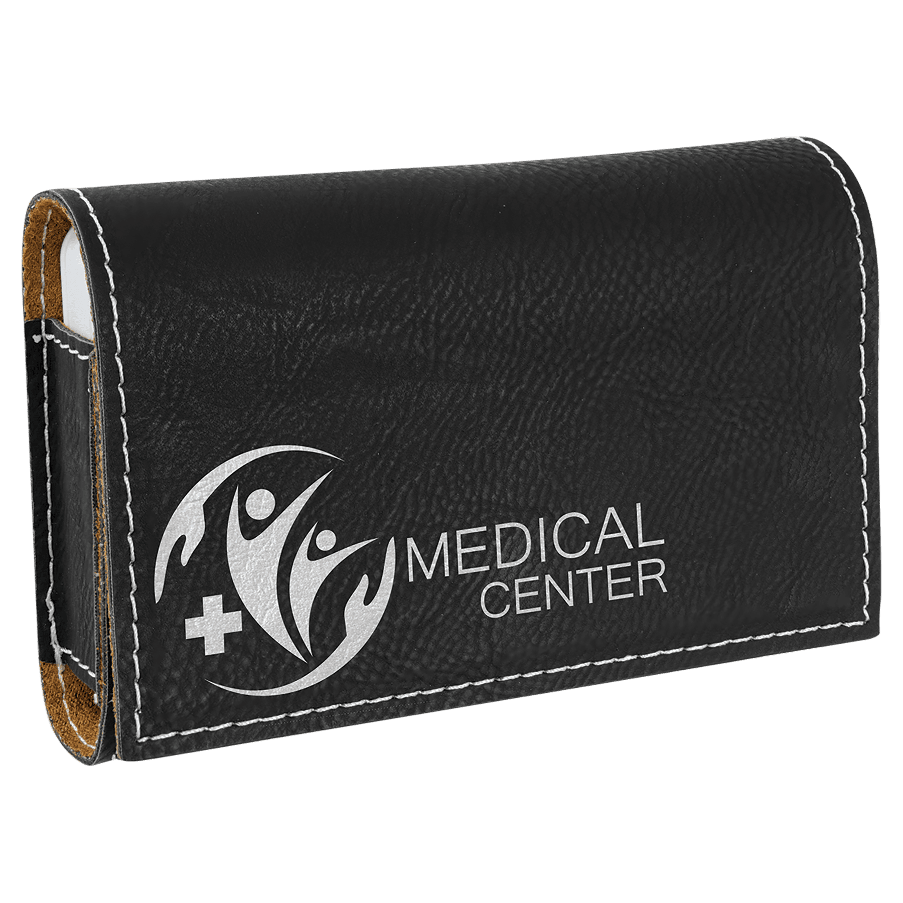 4.75" x 3.1" Black/Silver Leatherette  Pill Box