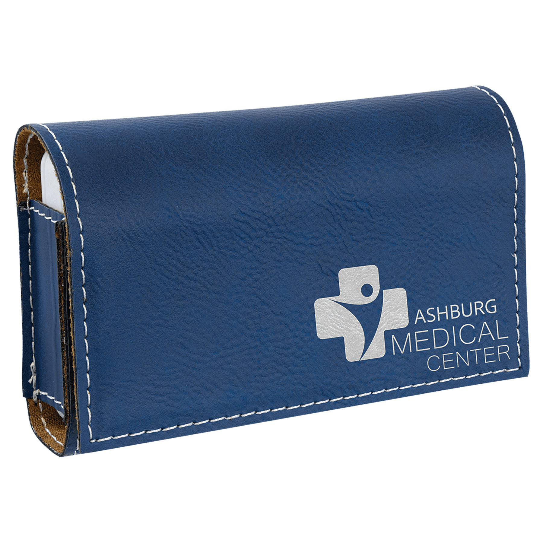 4.75" x 3.1" Blue/Silver Leatherette  Pill Box