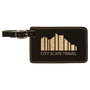 4.25" x 2.75" Black/Gold Leatherette Luggage Tag