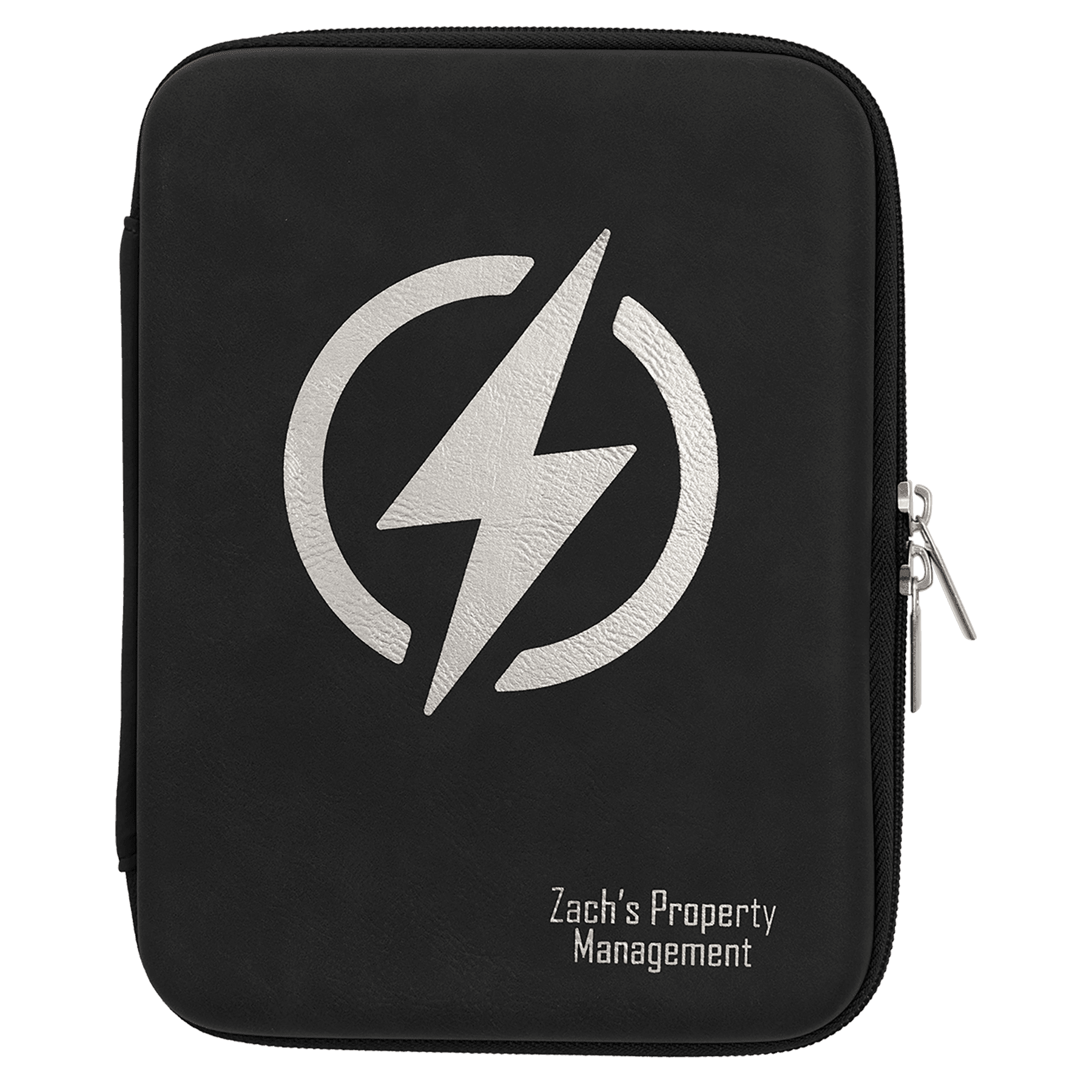 8.5" x 6" x 1.75" Black/Silver Leatherette Cord Case