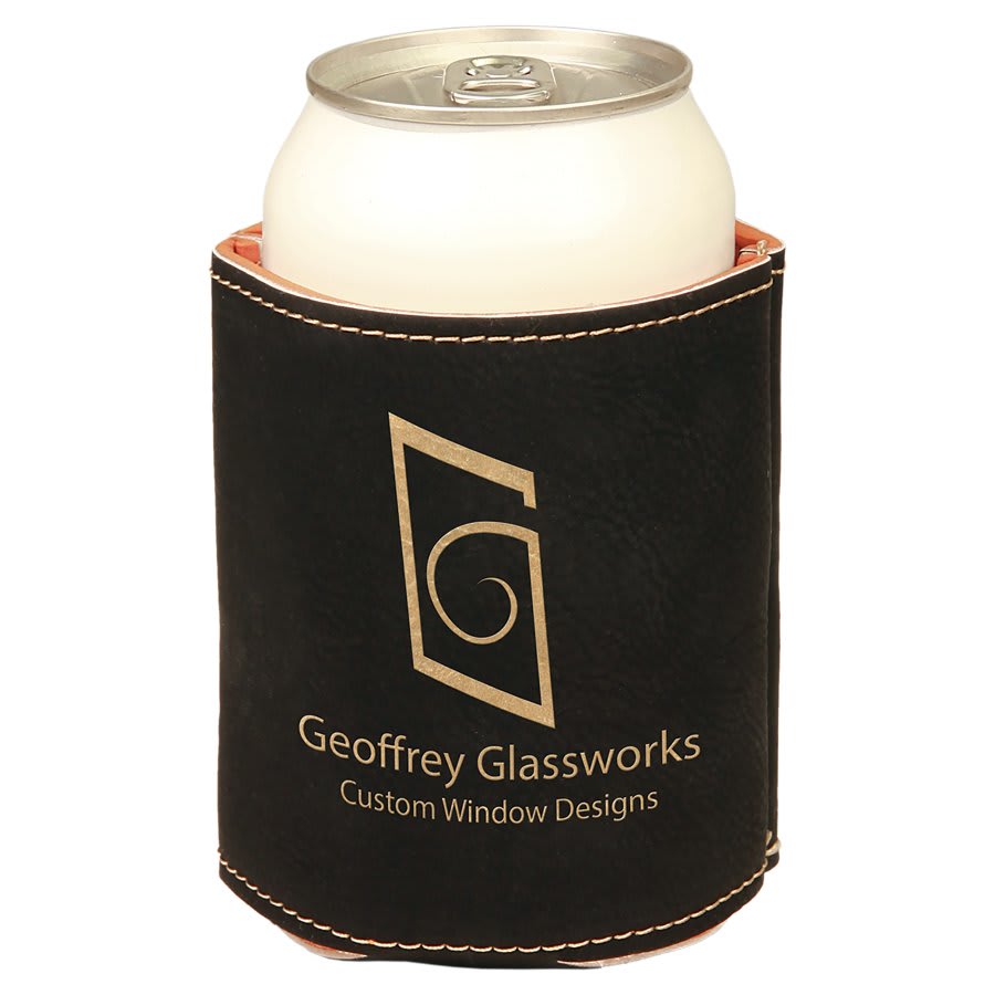 3.75" Black/Gold Leatherette Beverage Holder