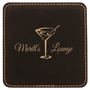 4" x 4" Square Black/Gold Leatherette Coaster