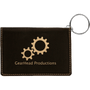 4.25" x 3" Black/Gold Leatherette Keychain ID Holder