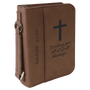 Dark Brown Leatherette Book/Bible Cover w/ Handle & Zipper