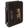 Black/Gold Leatherette Book/Bible Cover w/Handle & Zipper