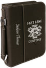 Black/Silver Leatherette Book/Bible Cover w/Handle & Zipper