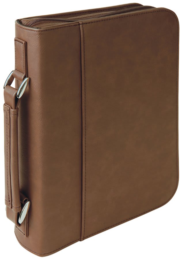 Dark Brown Leatherette Book/Bible Cover w/Handle & Zipper