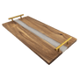 Acacia Serving Tray with Inlaid Resin and Gold Handles