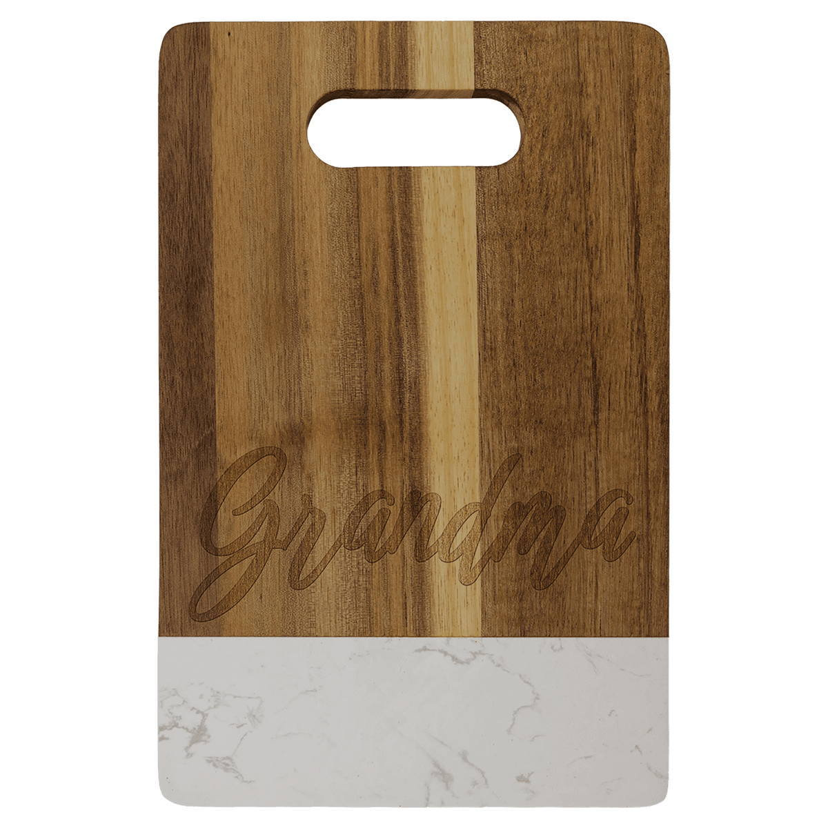 Acacia and Marble Cutting Board with Handle