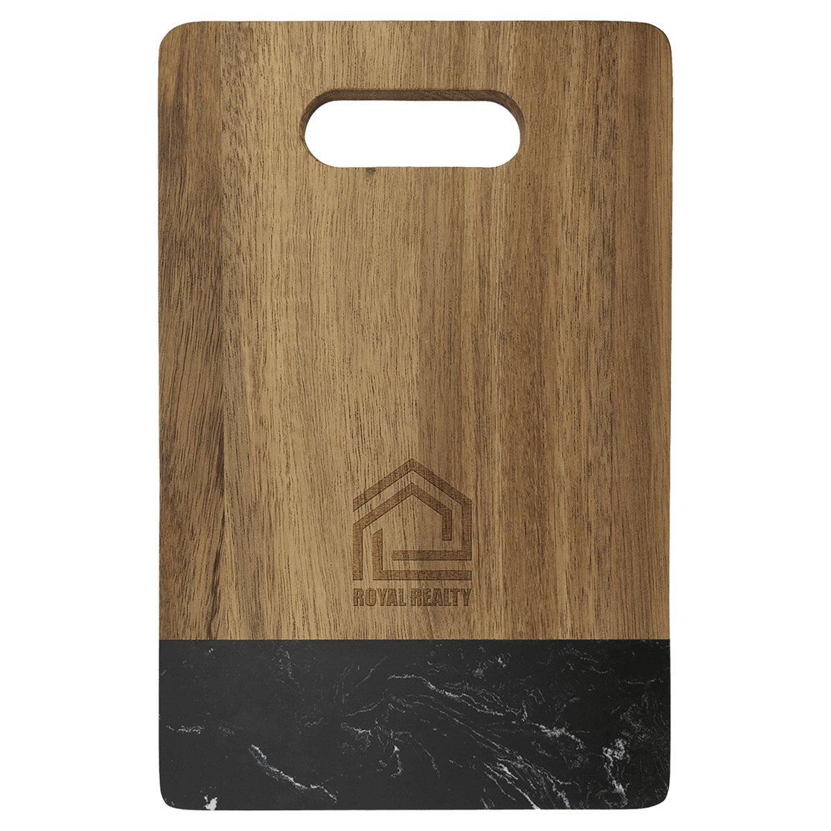 Acacia and Marble Cutting Board with Handle