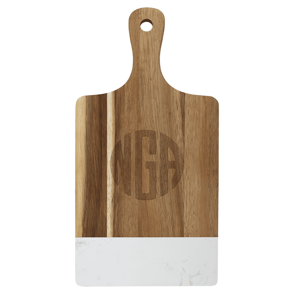 Acacia and Marble Paddle Cutting Board
