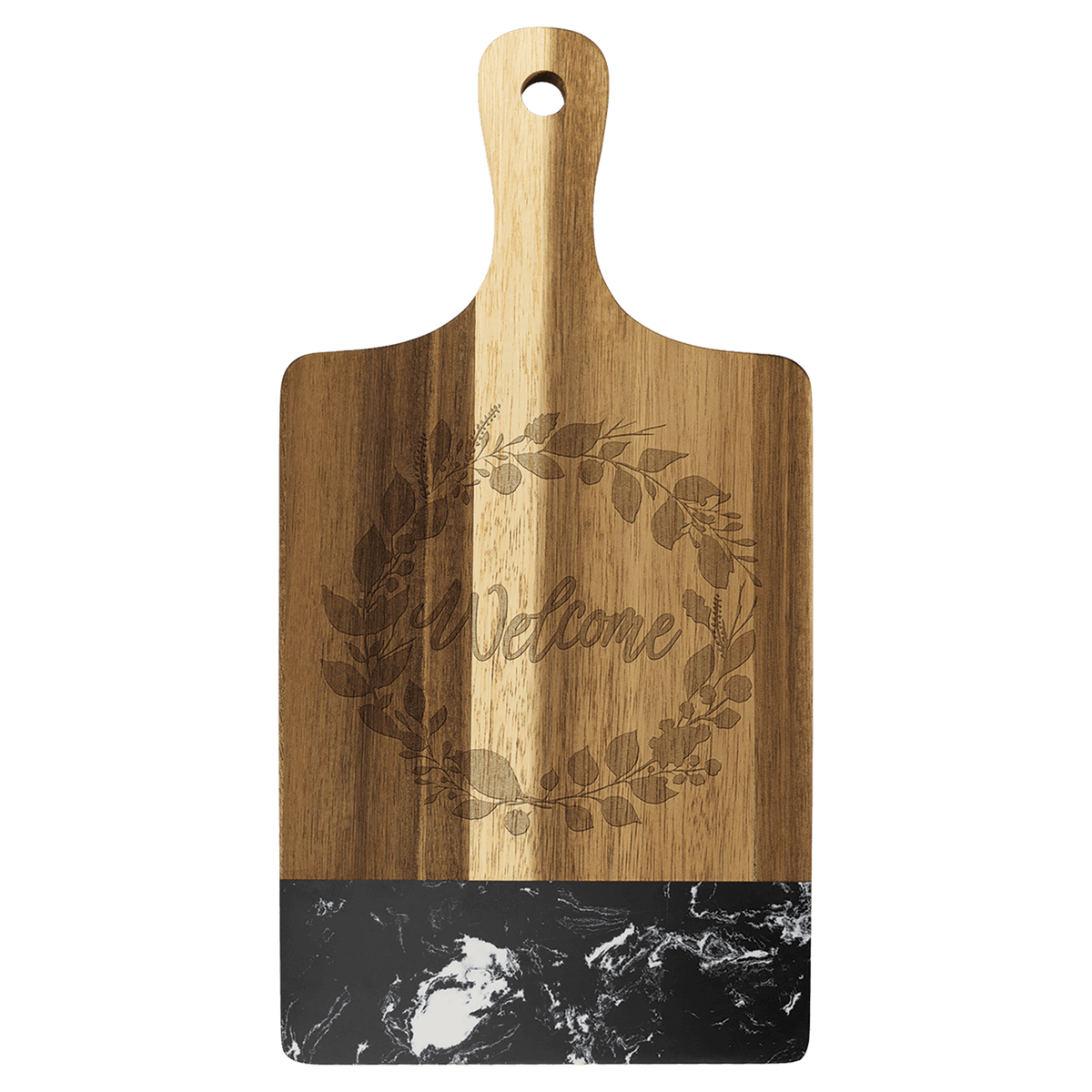 Acacia and Marble Paddle Cutting Board