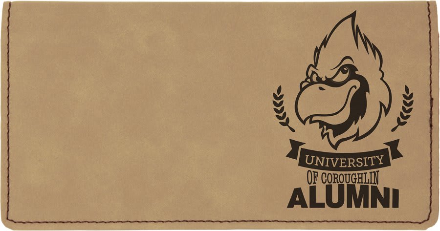 6.75" x 3.5" Light Brown Leatherette Checkbook Cover