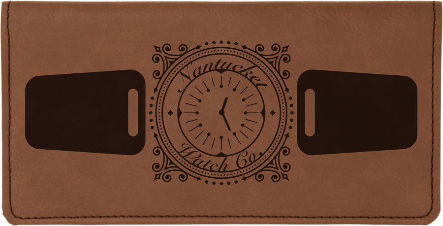 6.75" x 3.5" Dark Brown Leatherette Checkbook Cover