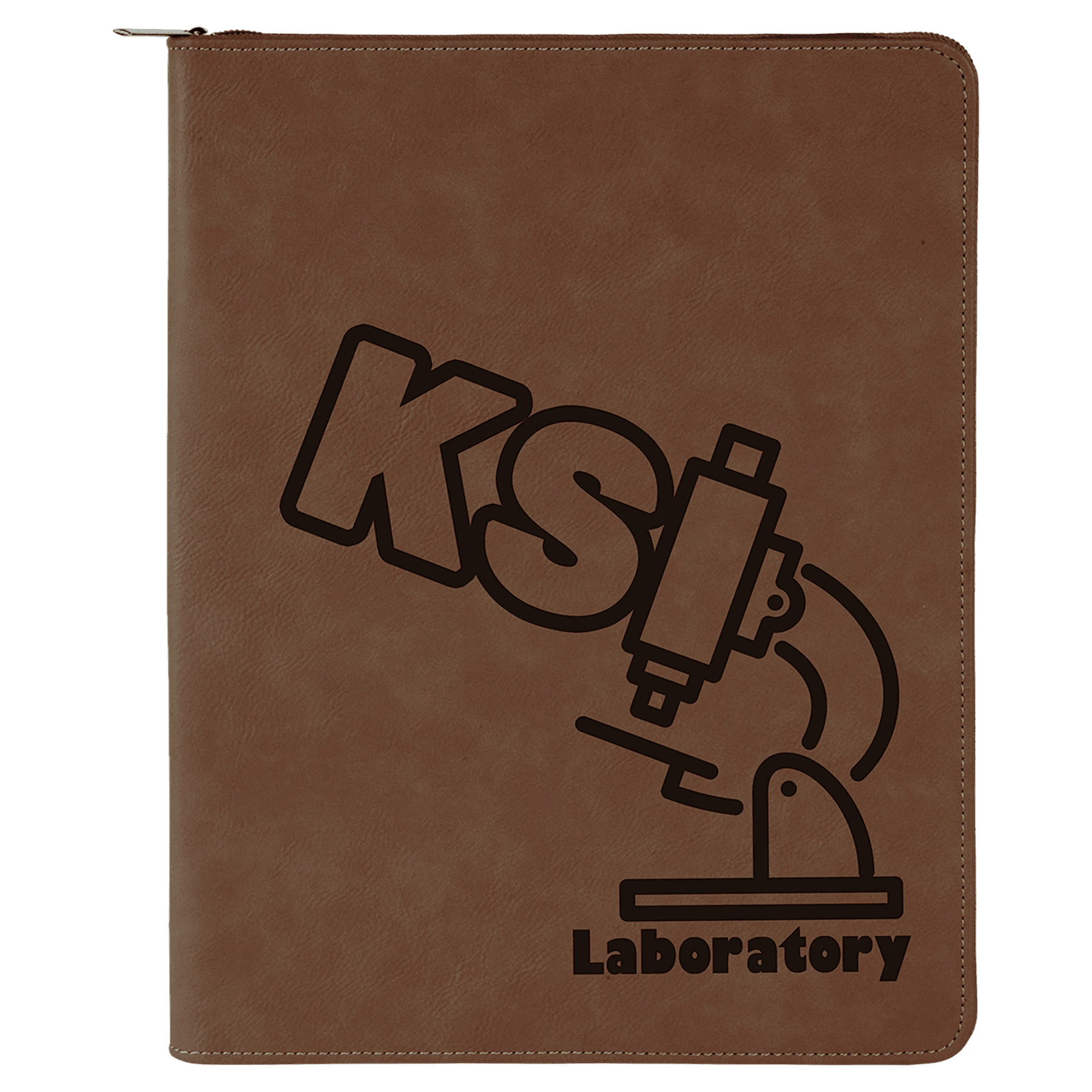 Dark Brown with Zipper Leatherette Portfolio with Notepad