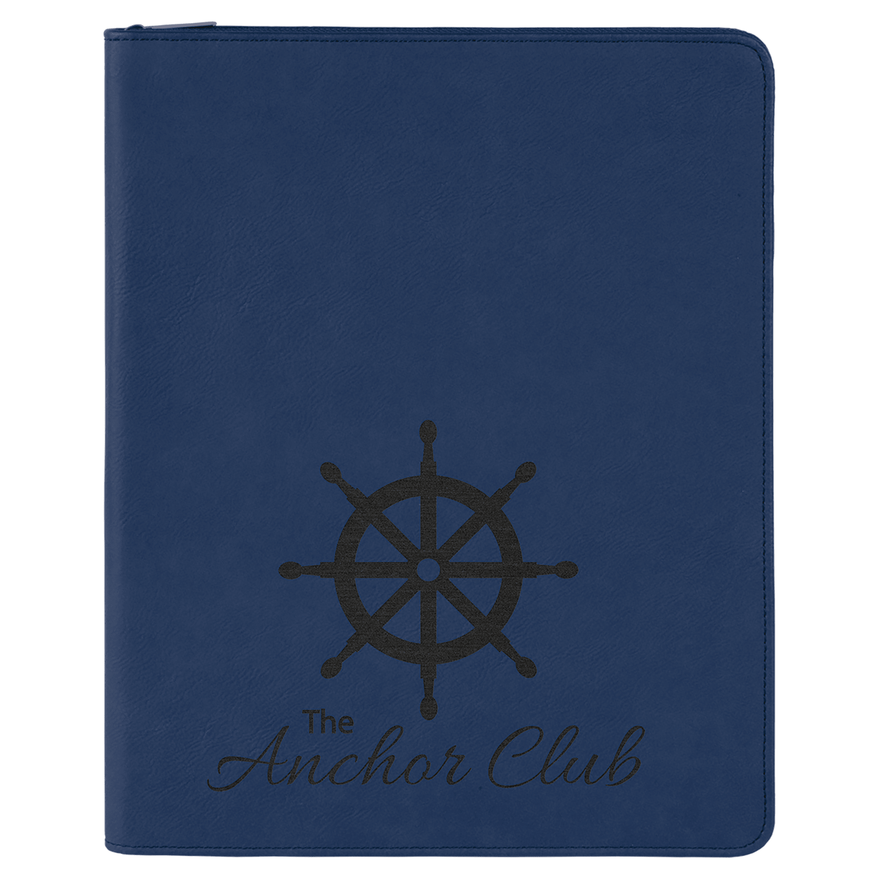 Blue/Black with Zipper Leatherette Portfolio with Notepad