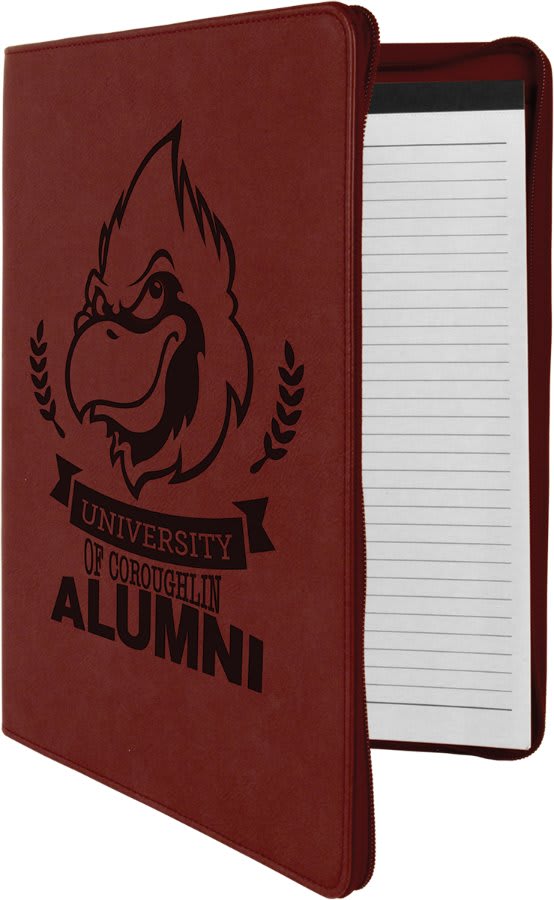 9.5" x 12" Rose w/Zipper Leatherette Portfolio w/Notepad