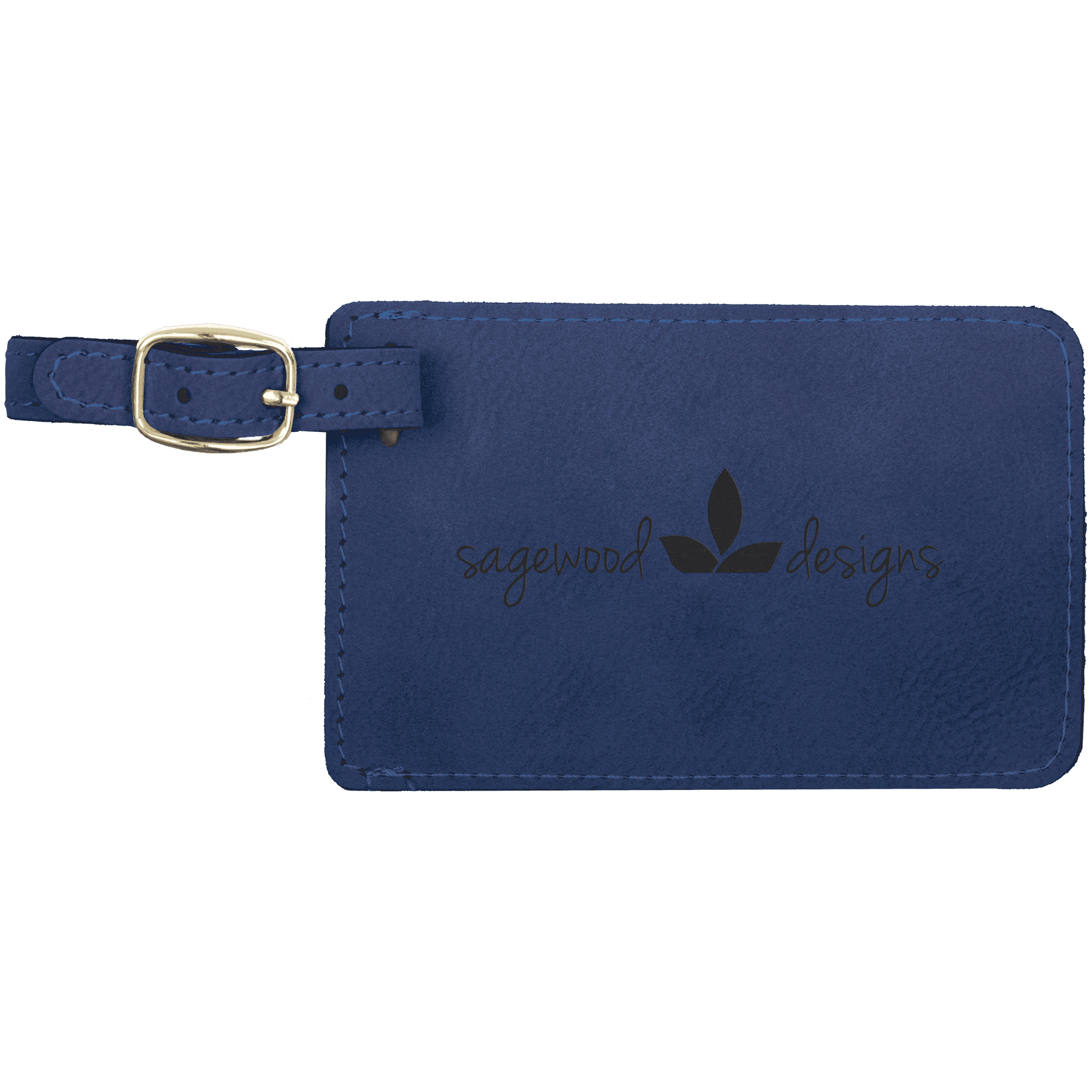 4.25" x 2.75" Blue/Black Leatherette Luggage Tag