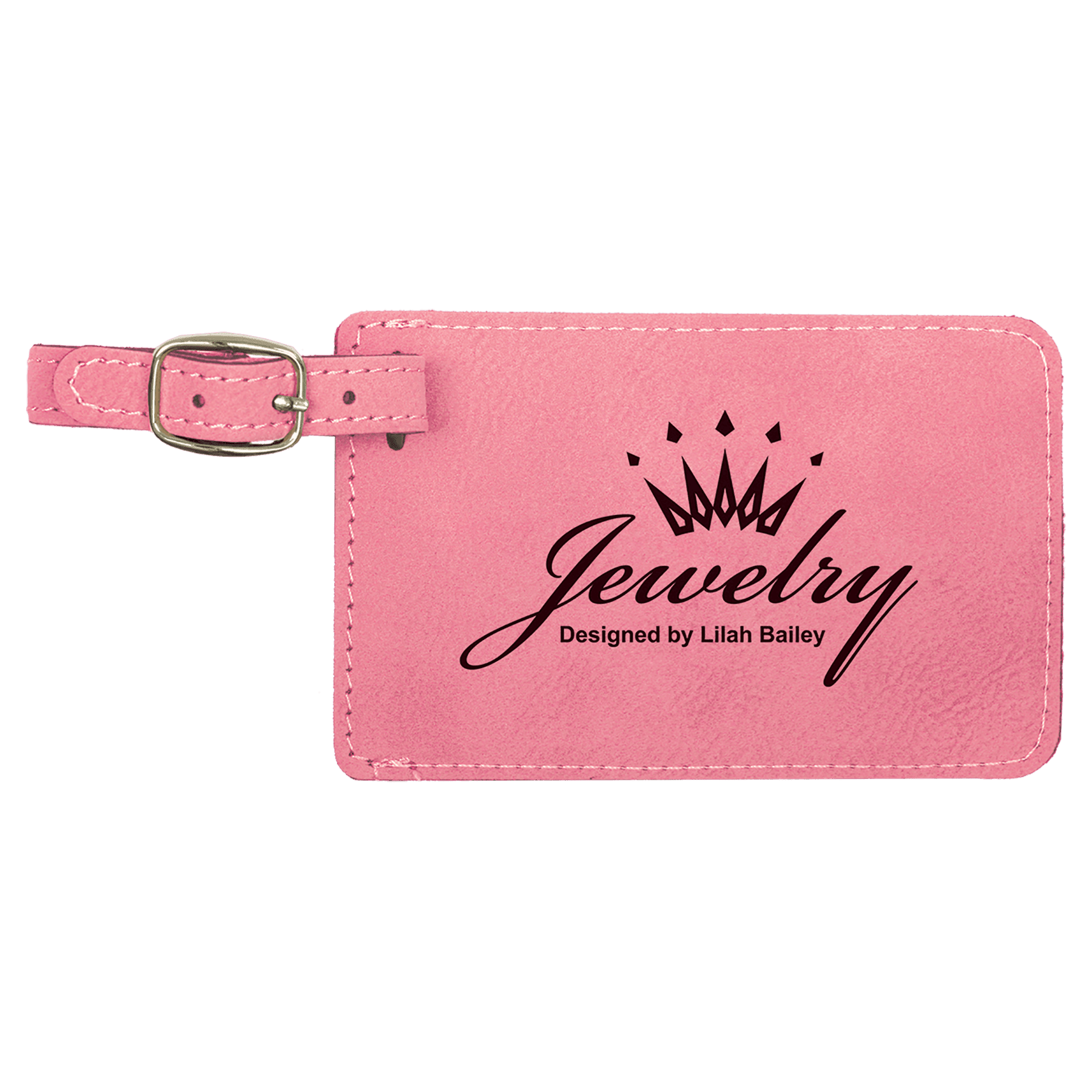4.25" x 2.75" Pink Leatherette Luggage Tag