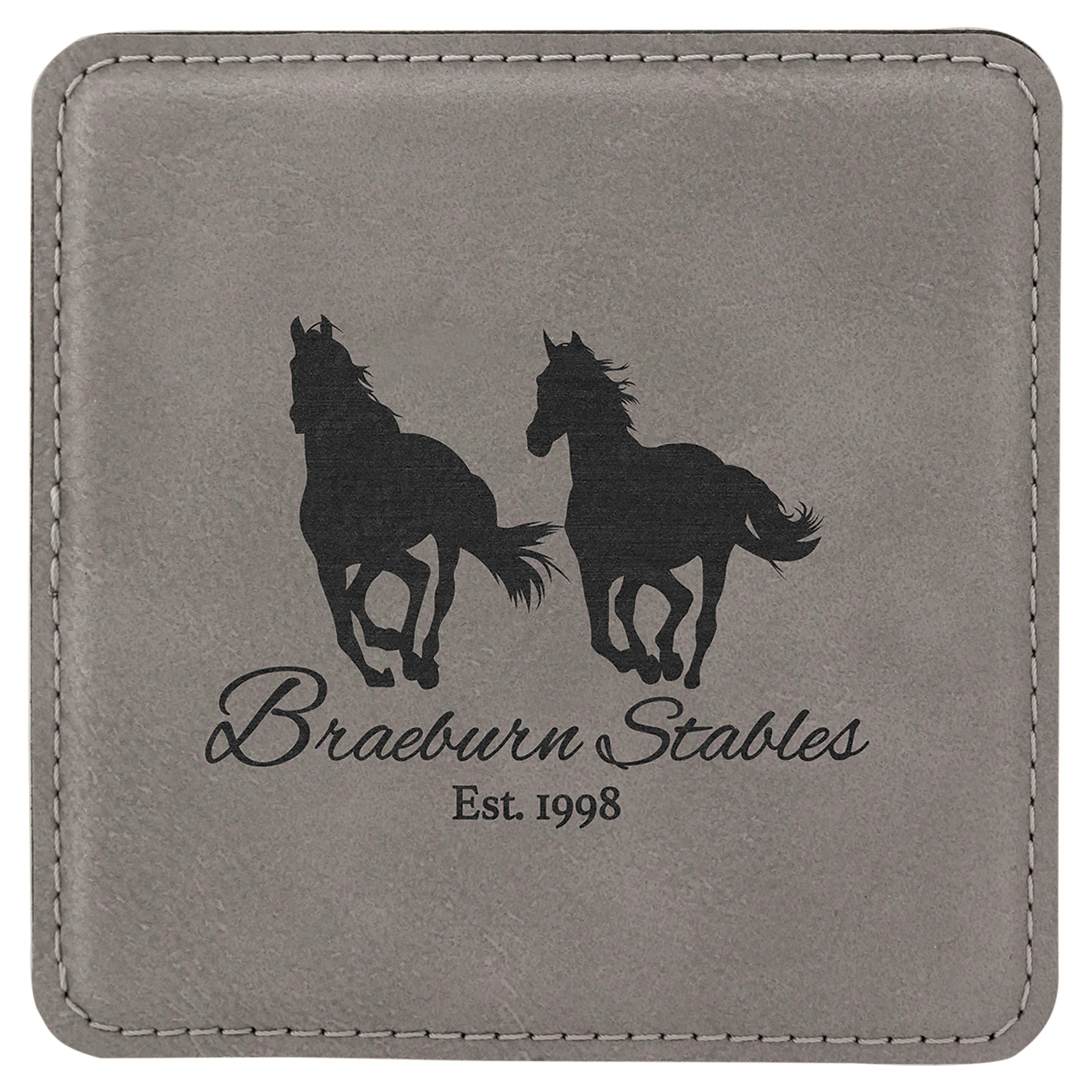 4" x 4" Square Gray Leatherette Coaster