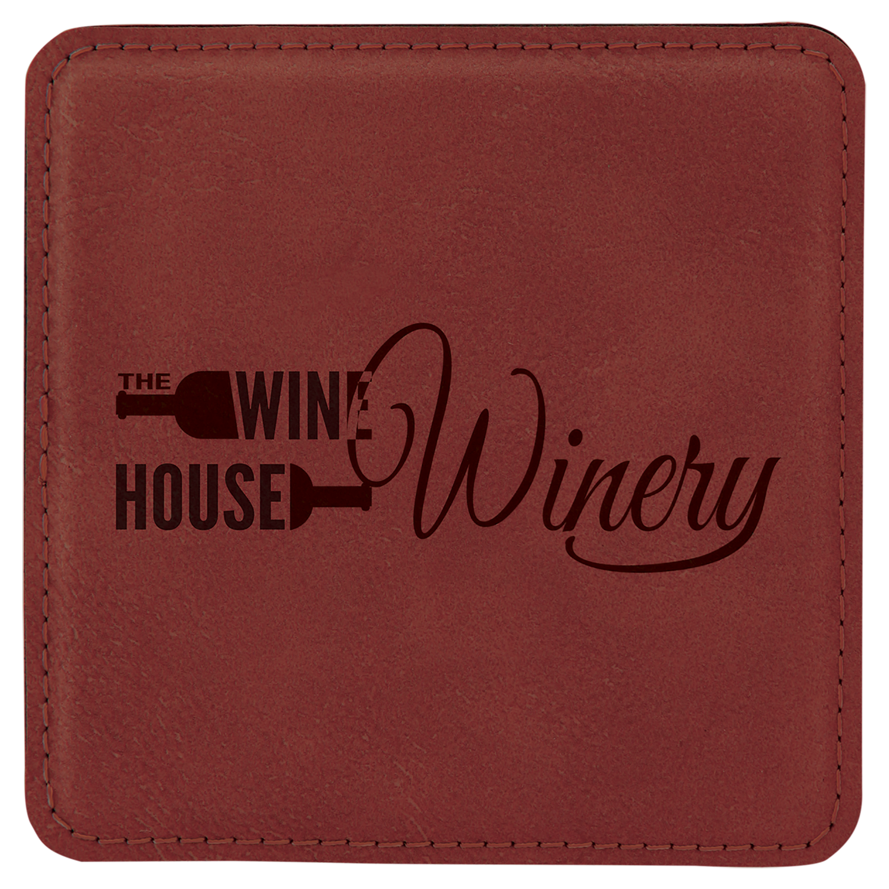4" x 4" Square Rose Leatherette Coaster