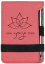 3.25" x 4.75" Pink Leatherette Mini Notepad with Pen