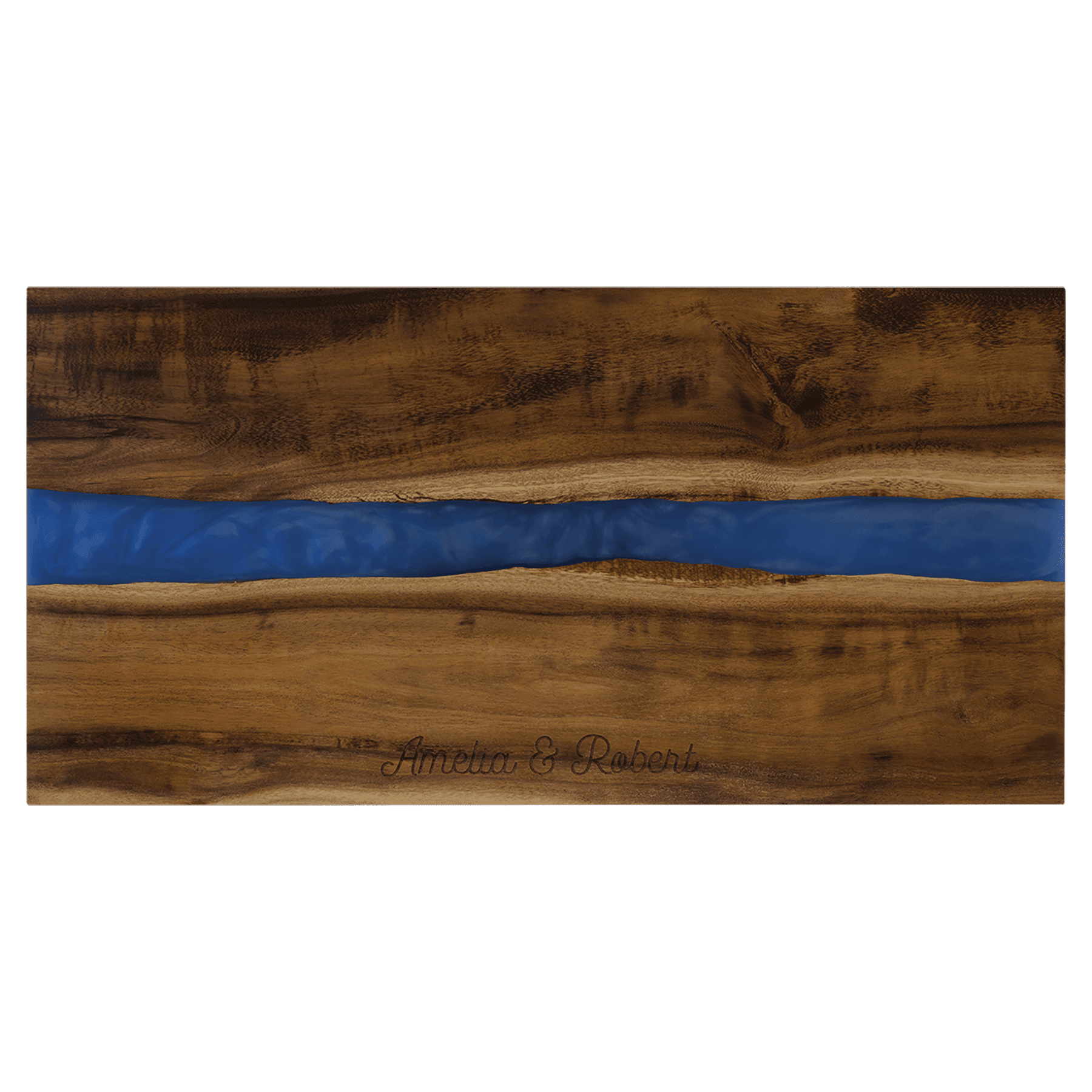 18"x 9" Acacia with Blue Pearl Resin Serving Board