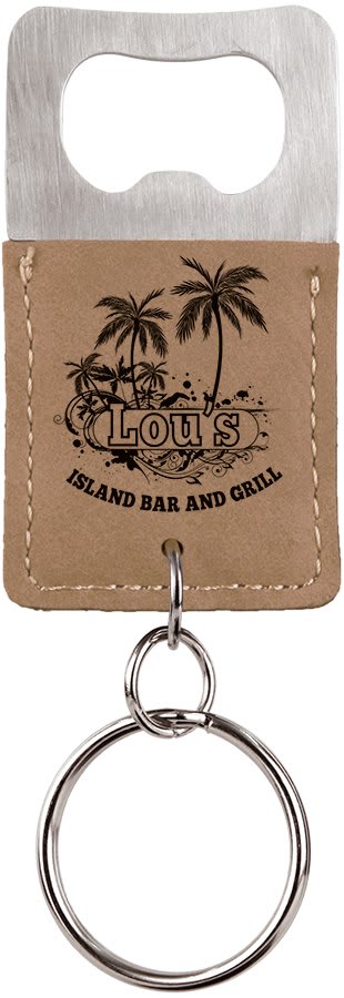 Rectangle Leatherette Bottle Opener Keychain - KCL11