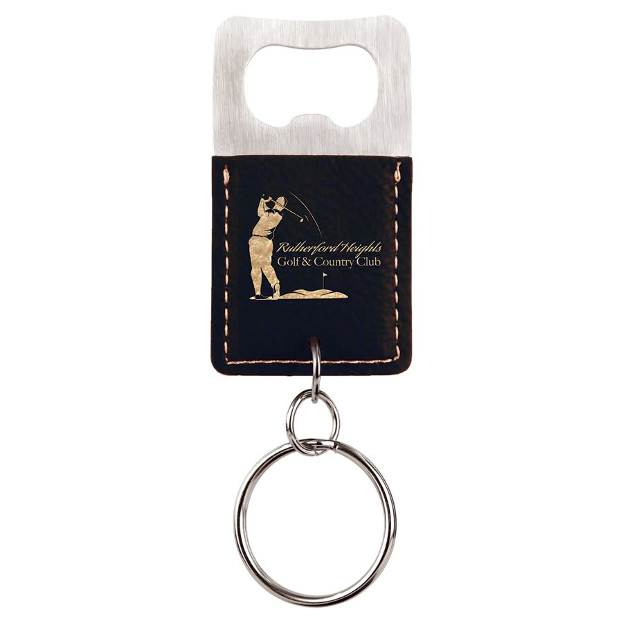 Rectangle Leatherette Bottle Opener Keychain - KCL11
