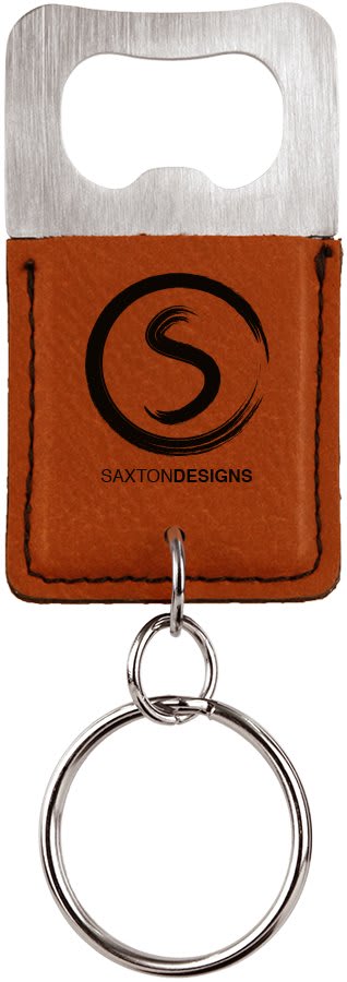 Rectangle Leatherette Bottle Opener Keychain - KCL11